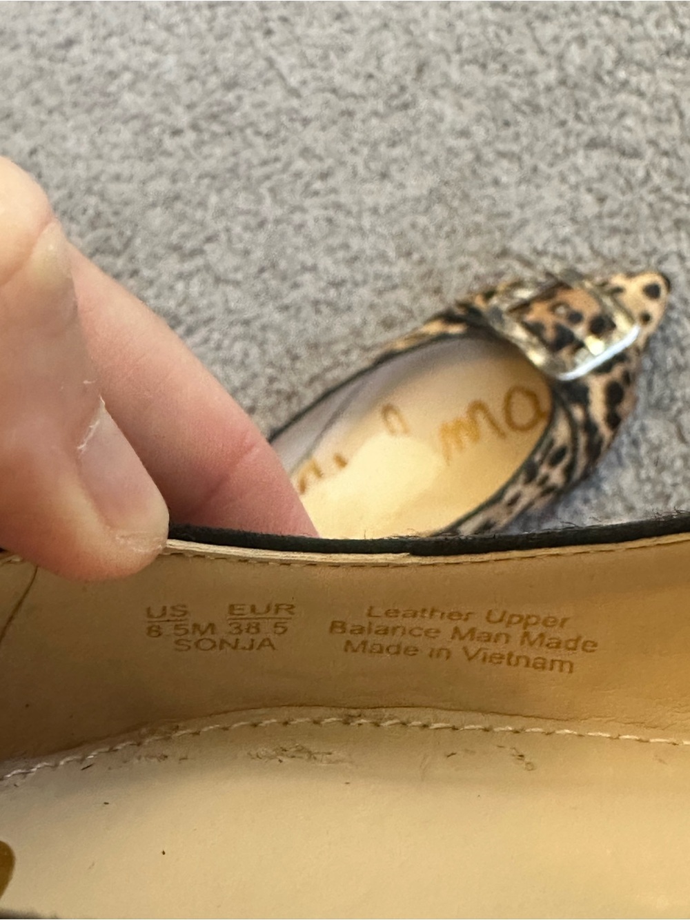 Sam Edelman Leopard Print Pointed Toe Buckle Flats - Tan/Black - Picture 10 of 10